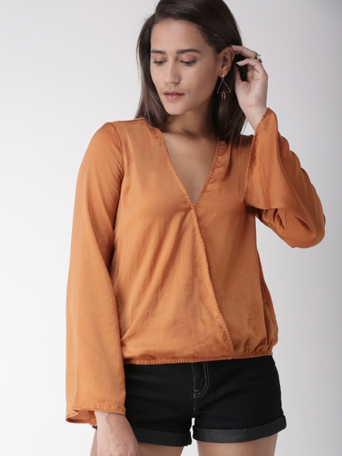 

FOREVER 21 Women Rust Red Wrap Top
