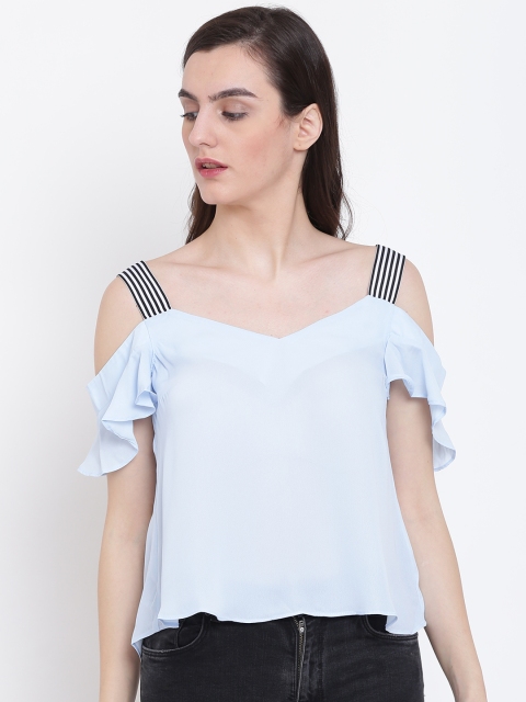 

FOREVER 21 Women Blue Solid A-Line Top