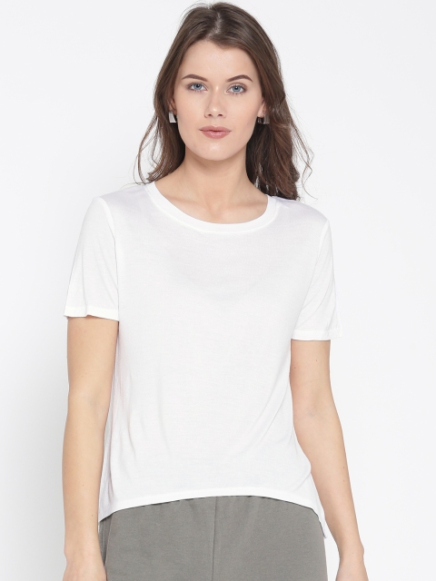 

FOREVER 21 Women White Solid Styled Back Top