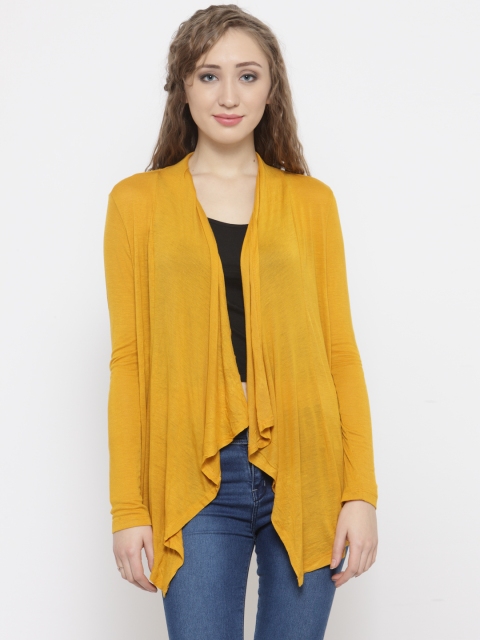 

FOREVER 21 Mustard Yellow Solid Open Front Shrug