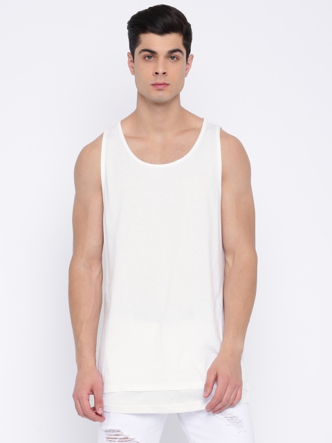 

FOREVER 21 Men White Solid Round Neck T-shirt
