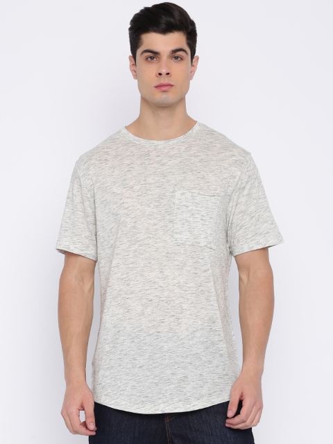 

FOREVER 21 Men Grey Self Design Round Neck T-shirt