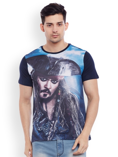 

Disney by Wear Your Mind Men Blue Printed Round Neck T-shirt