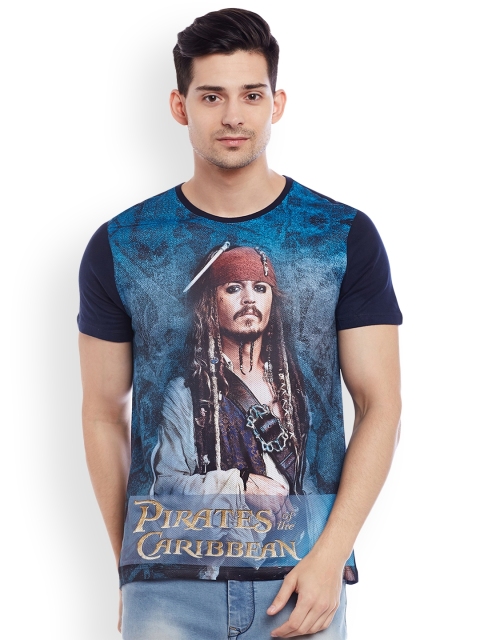 

Disney by Wear Your Mind Men Blue Printed Round Neck T-shirt