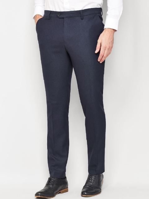 

next Men Blue Skinny Fit Solid Formal Trousers