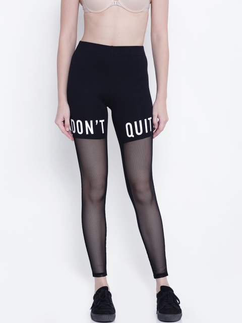 

FOREVER 21 Black Printed Sheer Tights