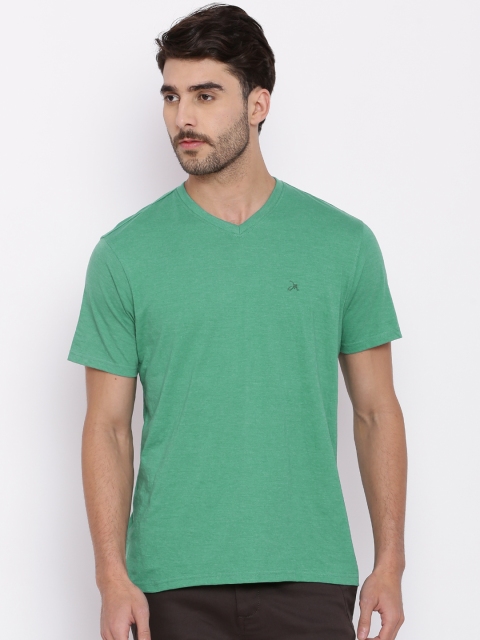 

John Miller Hangout Men Green Solid V-Neck T-shirt