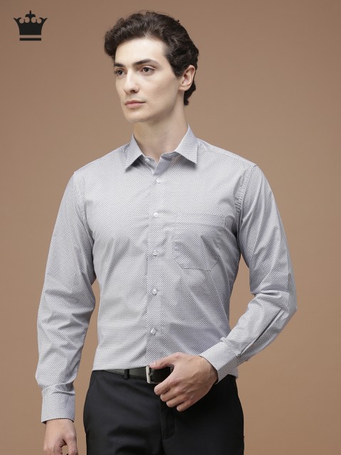 

Louis Philippe Men Off-White & Grey Milano Slim Fit Printed Formal Shirt