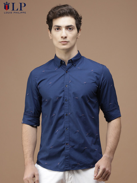

Louis Philippe Sport Men Navy Union Slim Fit Self Design Casual Shirt, Navy blue