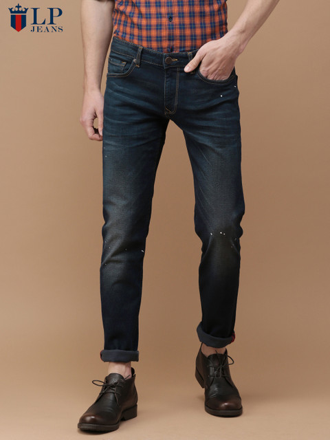 

Louis Philippe Jeans Men Blue Slim Fit Low-Rise Mildly Distressed Stretchable Jeans