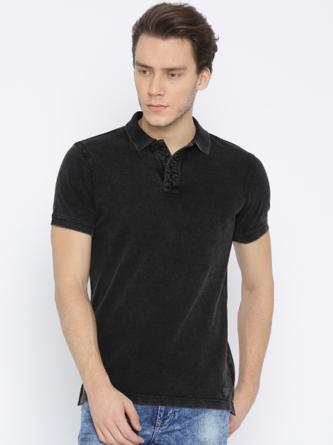 

Louis Philippe Jeans Men Black Solid Polo Collar T-shirt