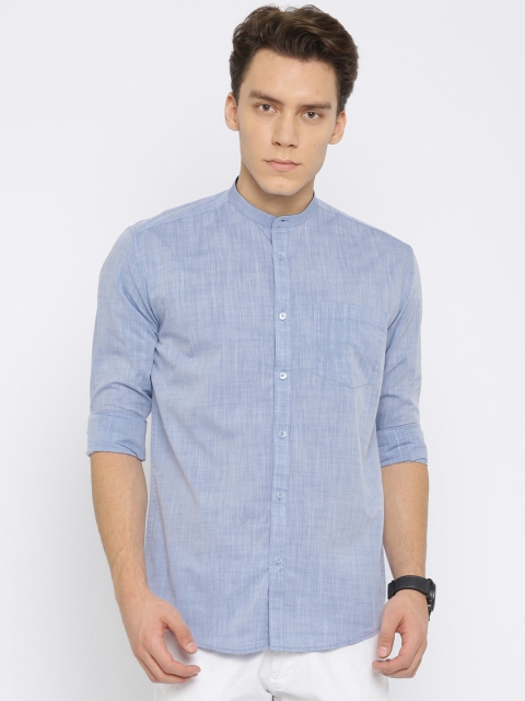 

Independence Men Blue Slim Fit Solid Casual Shirt