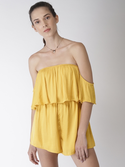 

FOREVER 21 Mustard Yellow Solid Playsuit