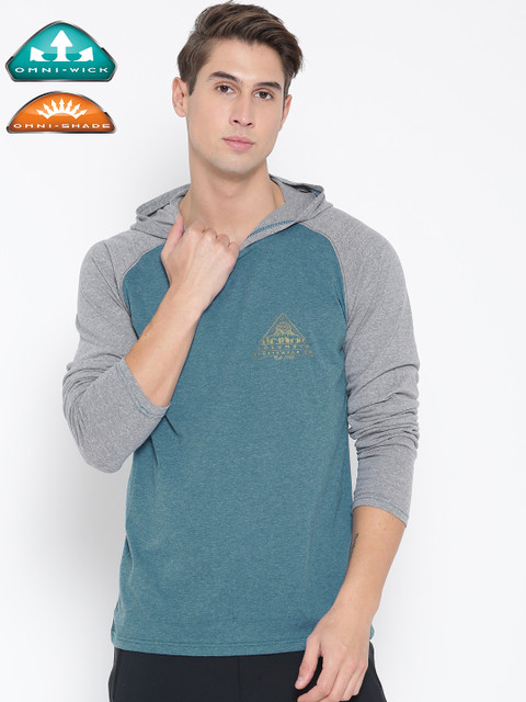 

Columbia Men Teal Blue Trail Shaker Trail Running & Outdoor Casual Hooded T-shirt