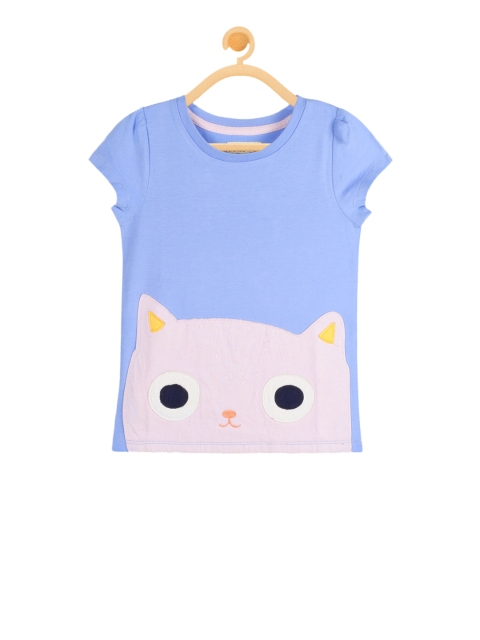 

Cherry Crumble Girls Blue Printed Pure Cotton Top