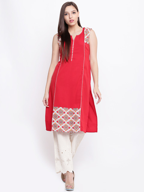 

Soch Women Red Solid Straight Kurta