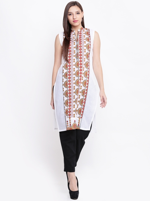 

Soch Women White & Red Printed Straight Kurta