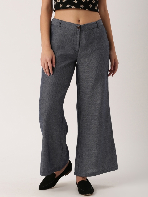 

DressBerry Women Navy Blue Regular Fit Solid Regular Trousers