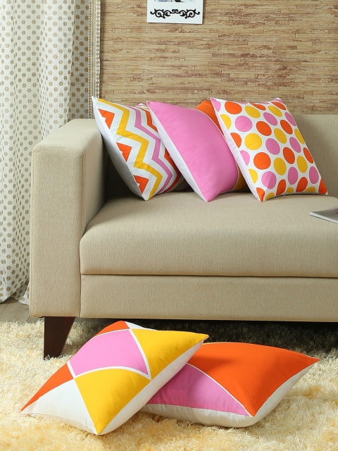 

RANGRAGE Multicoloured 16" x 16" Set of 5 Square Cushion Covers, Multi