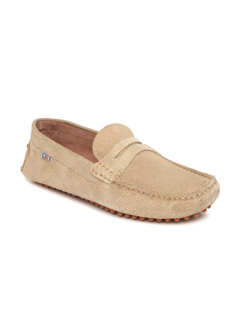 

Arrow Men Beige Textured Suede Driving Shoes