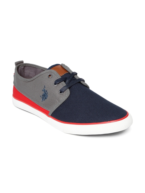 

U.S. Polo Assn. Men Navy & Grey Hank Colourblocked Sneakers, Navy blue