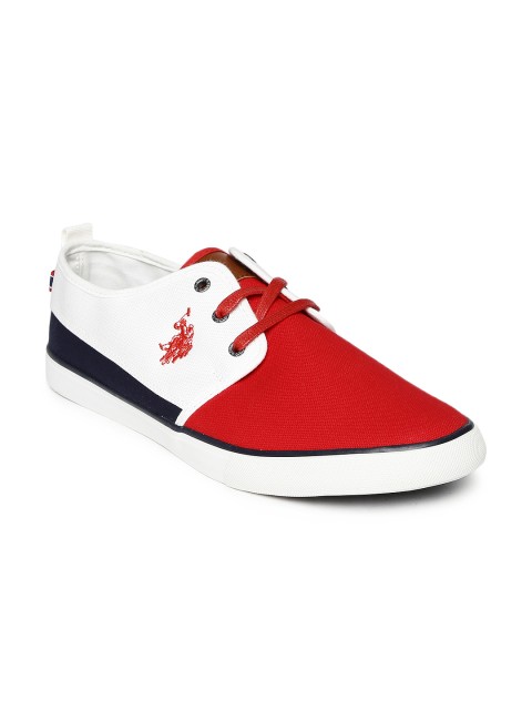 

U.S. Polo Assn. Men Red & White Hank Colourblocked Sneakers
