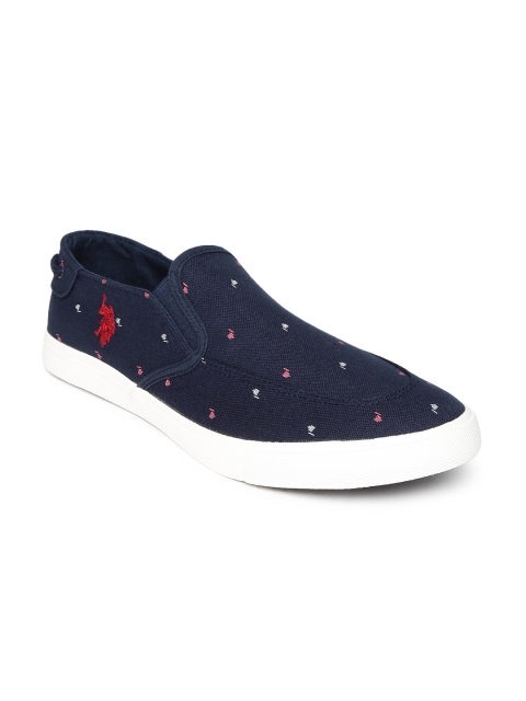 

U.S. Polo Assn. Men Navy Printed Gordon Slip-On Sneakers, Navy blue