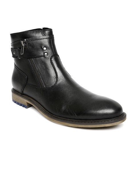 

Alberto Torresi Men Black Leather High-Top Flat Boots