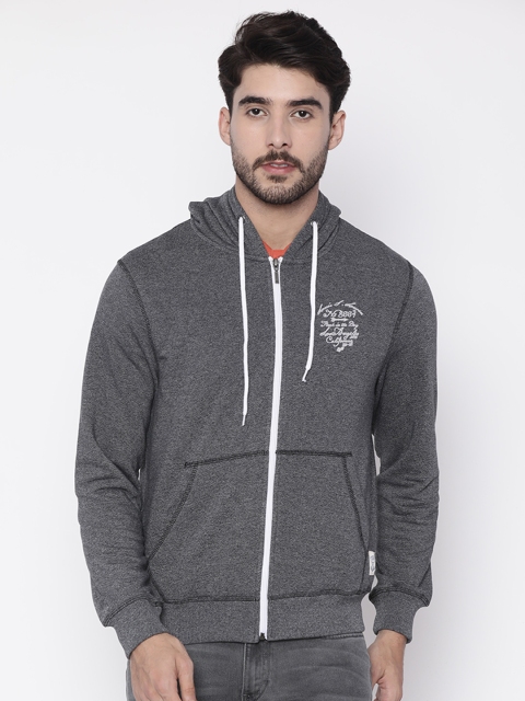 

Indigo Nation Men Charcoal Grey Hooded Sweatshirt