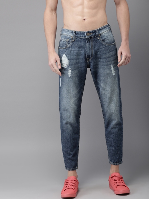 

HERE&NOW Men Blue Ankle Slim Tapered Fit Mid-Rise Mildly Distressed Jeans