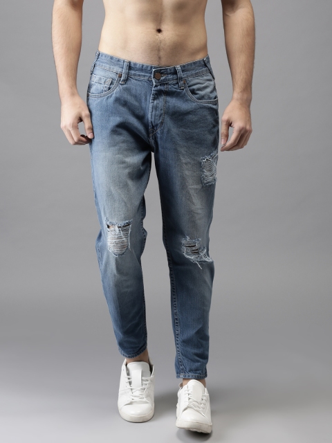 

HERE&NOW Men Blue Slim Fit Cropped Mid-Rise Mildly Distressed Jeans