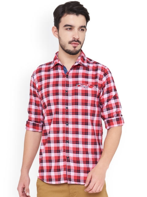 

IVOC Men Red & White Slim Fit Checked Casual Shirt