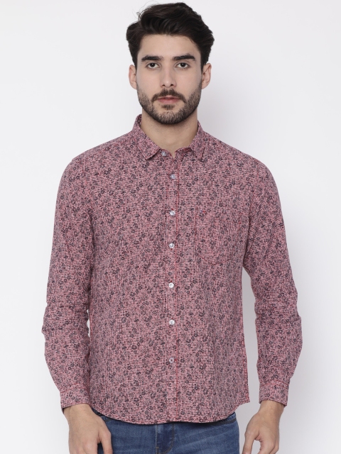 

Indigo Nation Men Red Slim Fit Printed Casual Shirt