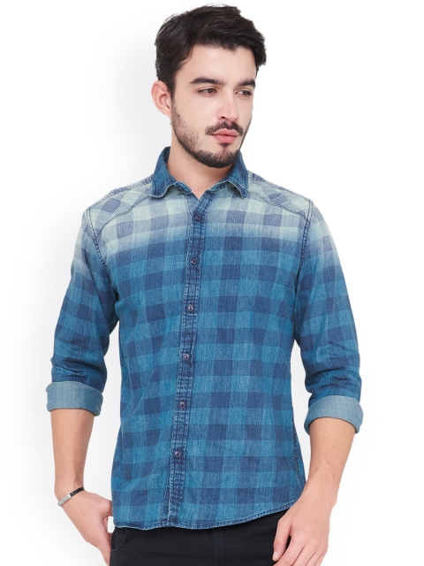 

IVOC Men Blue Slim Fit Checked Casual Shirt