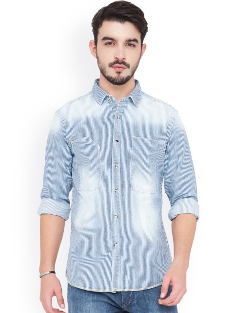 

IVOC Men Blue Slim Fit Striped Casual Shirt