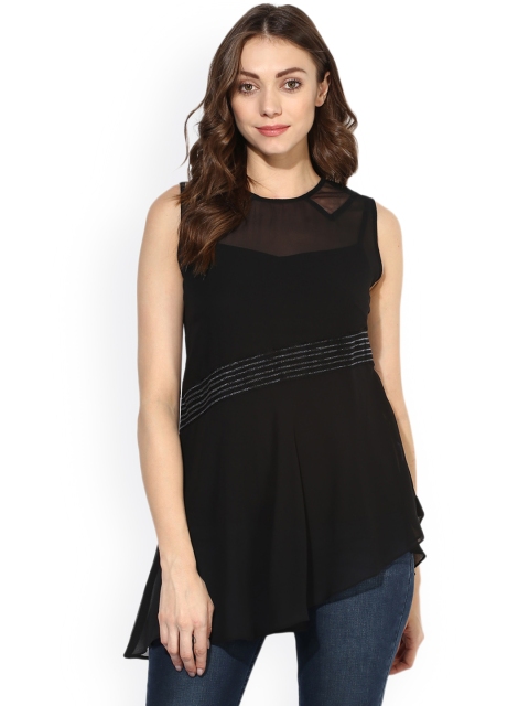 

Soie Women Black Solid A-Line Top