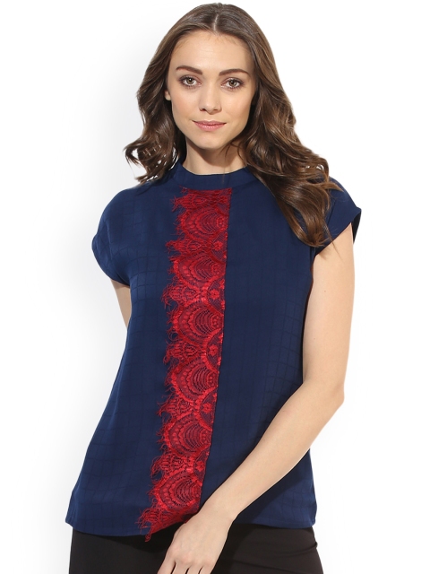 

Soie Women Navy Blue Solid Regular Top