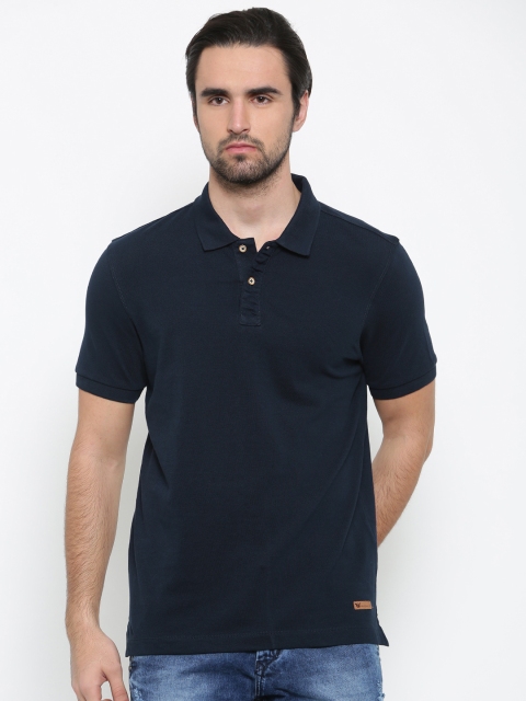 

Arrow Blue Jean Co. Men Navy Solid Polo T-shirt, Navy blue