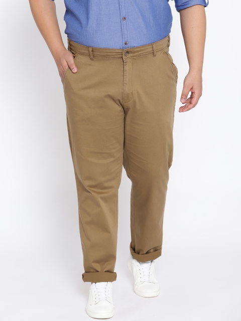 

aLL Plus Size Men Khaki Custom Regular Fit Solid Chinos