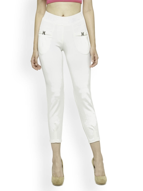 

Westwood White Skinny Poly Lycra Cropped Treggings