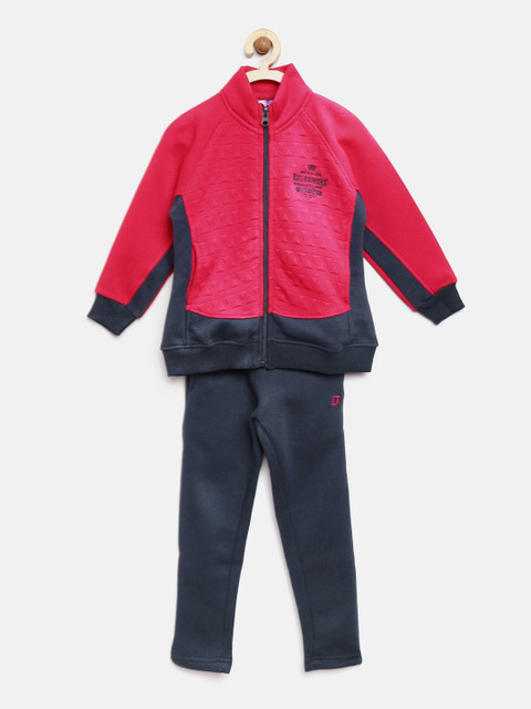 

Sweet Dreams Girls Pink & Navy Patterned Tracksuit