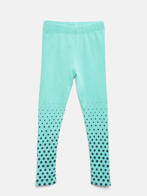 

Sweet Dreams Girls Sea Green & Black Polka Dot Print Leggings