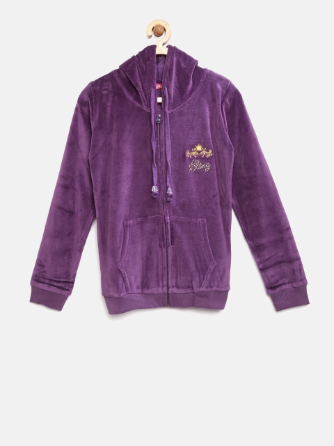 

Sweet Dreams Girls Purple Solid Hooded Sweatshirt