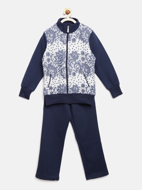 

Sweet Dreams Girls Off-White & Navy Printed Tracksuit, Navy blue