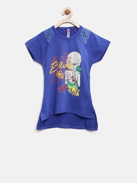 

Sweet Dreams Girls Blue Printed Top
