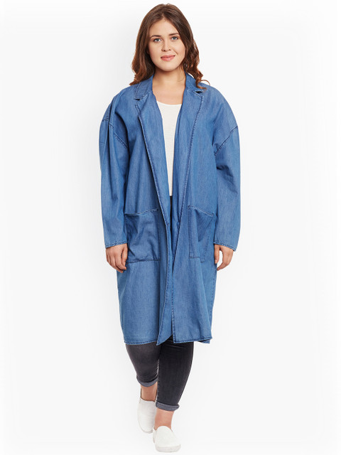 

JUNAROSE Plus Size Women Blue Chambray Duster Jacket