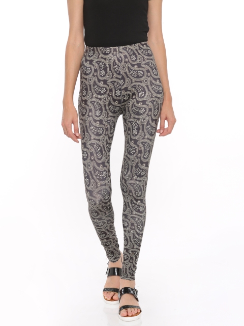 

De Moza Grey Printed Ankle-Length Leggings