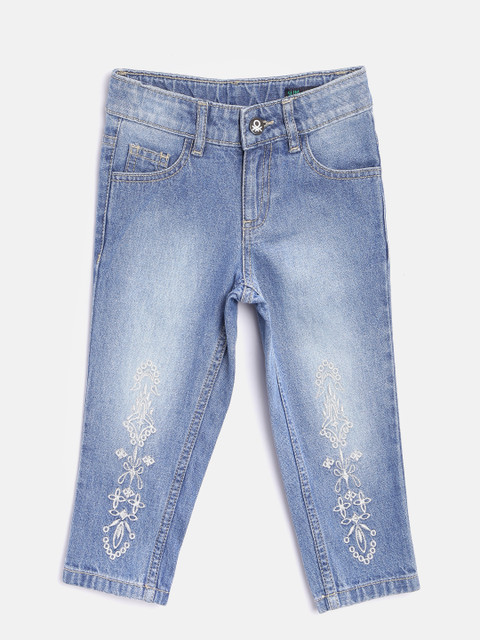 

United Colors of Benetton Girls Blue Slim Fit Mid-Rise Clean Look Jeans