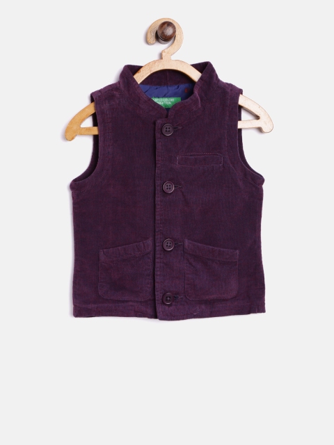 

United Colors of Benetton Boys Purple Solid Nehru Jacket