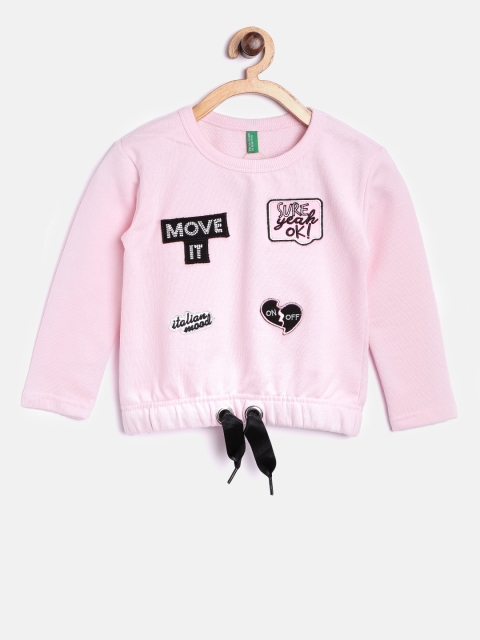 

United Colors of Benetton Girls Pink Applique Sweatshirt